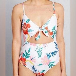 ModCloth Siena Floral One Piece Cutout Swimsuit XL